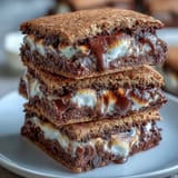 Gooey smores brownie mix cookies with toasted marshmallow topping, loaded with chocolate chips and graham cracker crunch.