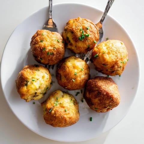 Golden, crispy Hushpuppies fresh from the fryer, resting on paper towels to drain excess oil.