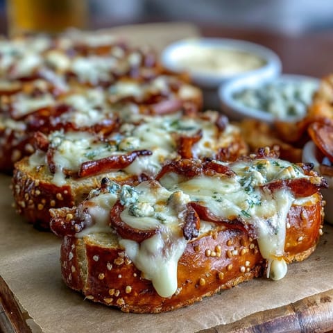 Game Day Baseball Snack Board with Pretzels and Dips: a festive spread of soft pretzels, savory dips, and classic sides arranged for easy sharing.