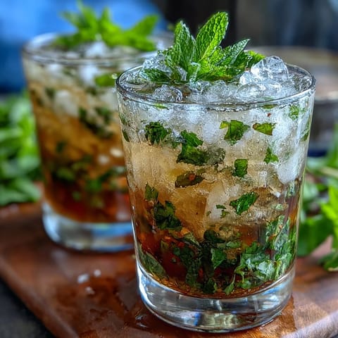 Refreshing Kentucky Derby Mint Julep Mocktail with crushed ice and vibrant mint garnish, perfect for summer sipping.