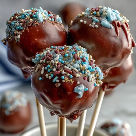 Festive graduation cake pops in school colors, decorated with shimmering gold sprinkles and ready to celebrate.