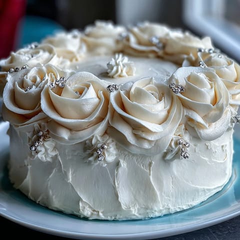 Elegant First Communion cake with white fondant roses and cross topper, perfect for a sacred celebration