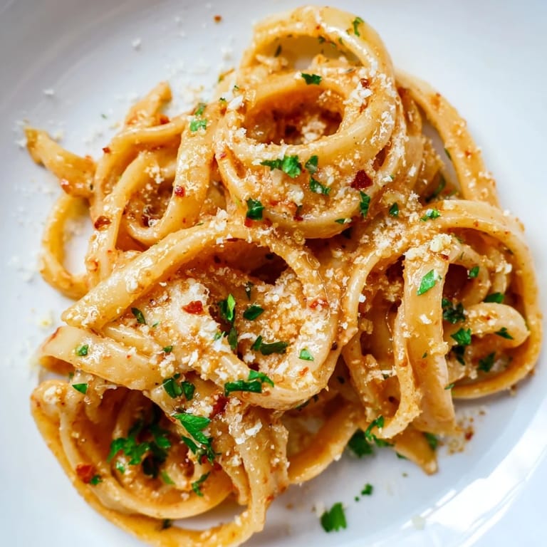 Hearty Sriracha Honey Pasta served in a white bowl, offering a comforting fusion of sweet honey and fiery sriracha.
