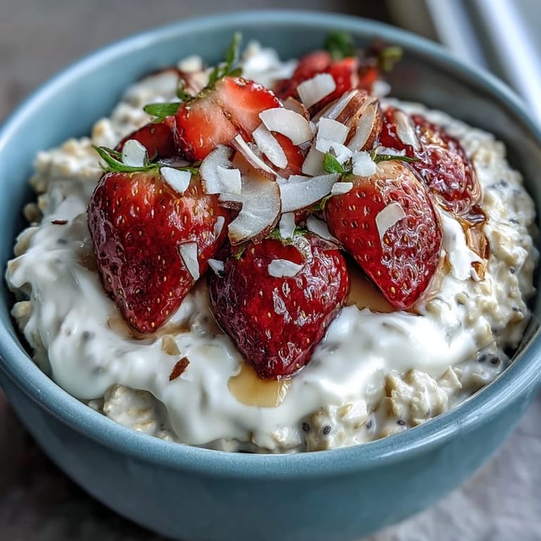 Healthy strawberry chia overnight oats, a refreshing and easy make-ahead breakfast for busy mornings.  