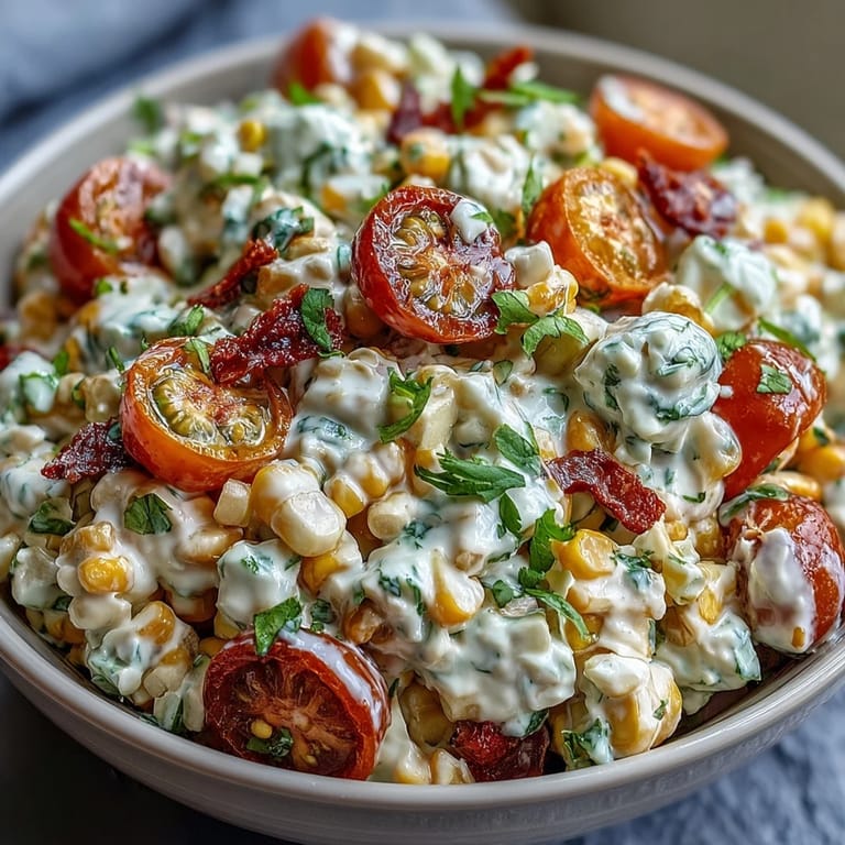 Creamy Corn Salad with Jalapeño features fresh corn, cherry tomatoes, and a zesty jalapeño kick for a refreshing side.