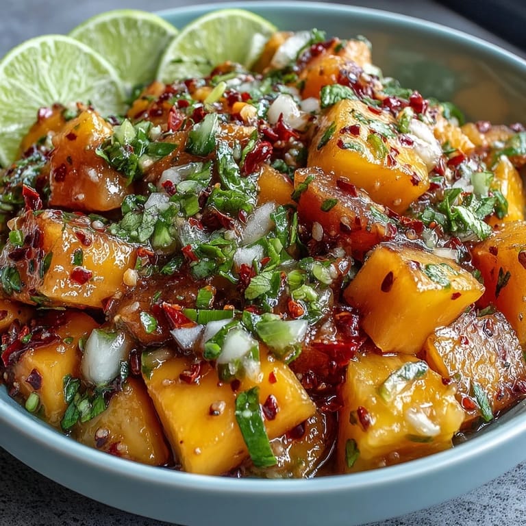 Bright, juicy mangoes and tropical fruit mixed with tangy lime and chili seasoning for a bold, beach-ready fruit cup.