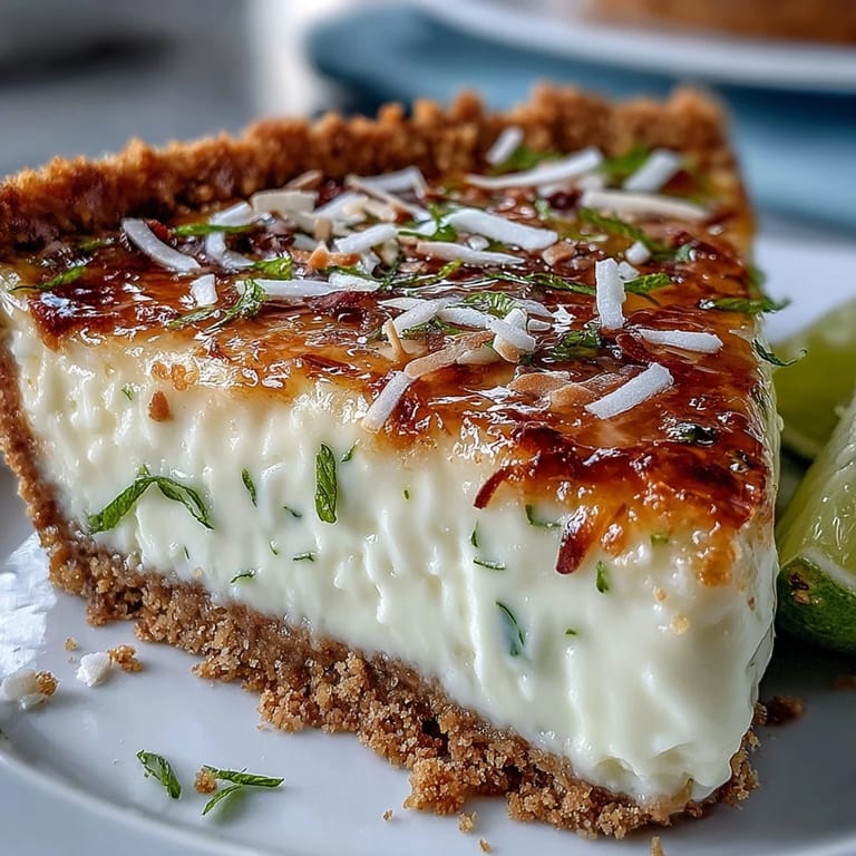 A refreshing slice of Coconut Lime Tart, showcasing its zesty filling and crisp base.