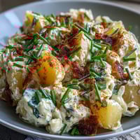 Creamy Classic Deviled Egg Potato Salad with tender potatoes, tangy mustard dressing, and fresh herbs—perfect for summer picnics.