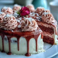 Elegant Bridal Shower Rosé Velvet Cake adorned with shimmering gold drip.